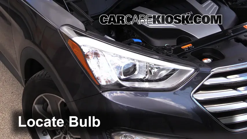 2013 Hyundai Santa Fe GLS 3.3L V6 Lights Headlight (replace bulb)